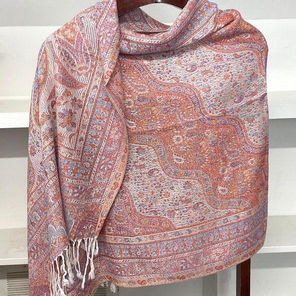 White Festival Pashmina Scarves and Wraps for Women Unisex Scarf Shawl Bohemian - Picture 2 of 3